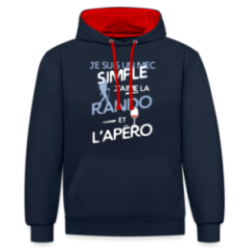 Sweat-shirt à capuche contrasté unisexe - Un mec simple: Rando et apéro