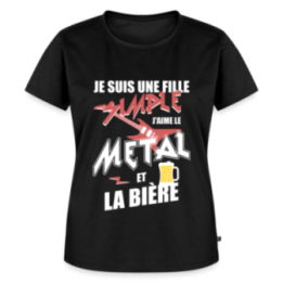 T-shirt premium femme - Une fille simple: Métal et bière - noir - front