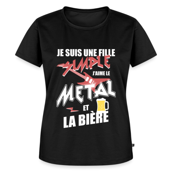 T-shirt premium femme - Une fille simple: Métal et bière - noir - front