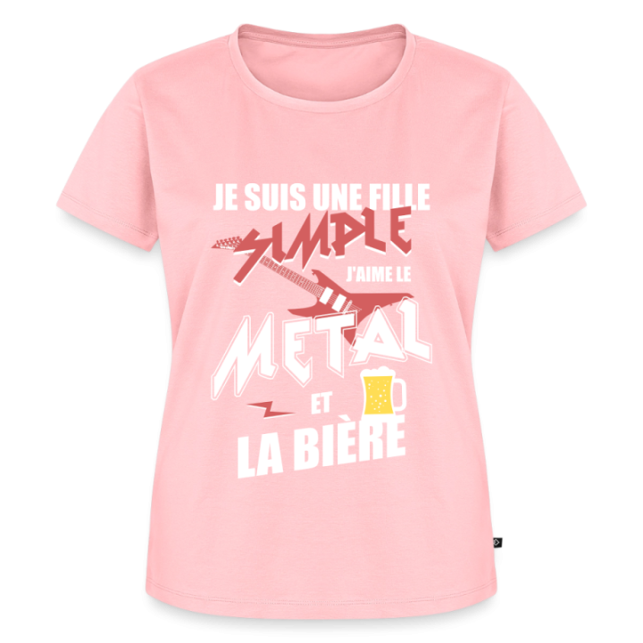 T-shirt premium femme - Une fille simple: Métal et bière - rose - front