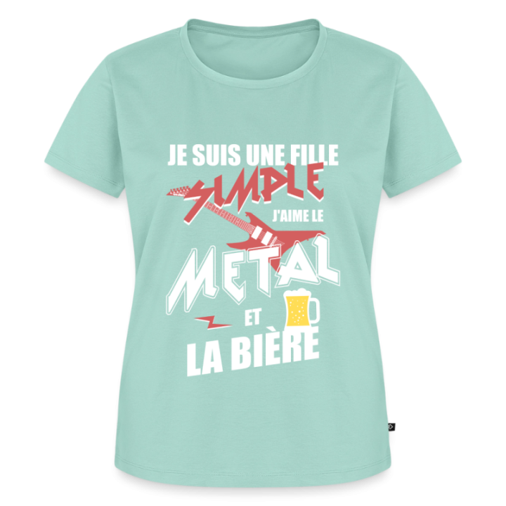 T-shirt premium femme - Une fille simple: Métal et bière - menthe  - front