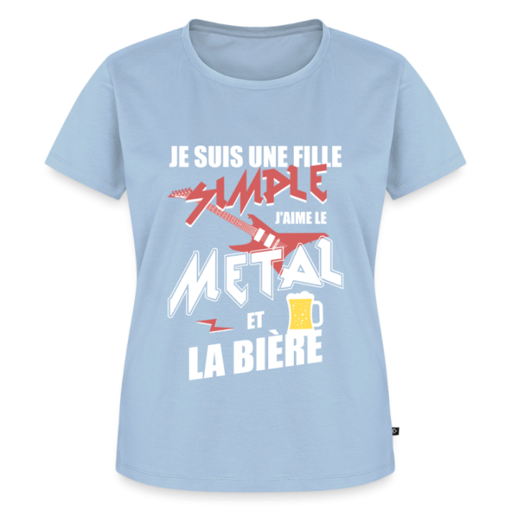 T-shirt premium femme - Une fille simple: Métal et bière - bleu clair - front