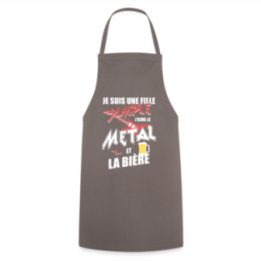 Tablier de cuisine - Une fille simple: Métal et bière - gris - front