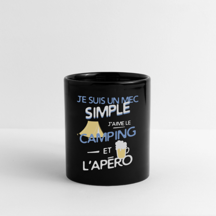 Mug uni - Un mec simple: Camping et apéro - noir - front