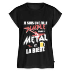 T-shirt à manches retroussées femme - Une fille simple: Métal et bière