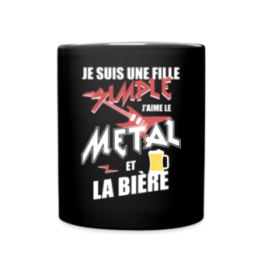 Mug uni - Une fille simple: Métal et bière - noir - front
