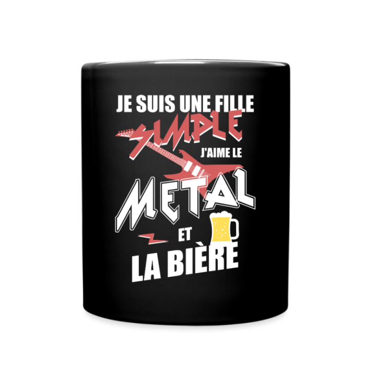 Mug uni - Une fille simple: Métal et bière - noir - front
