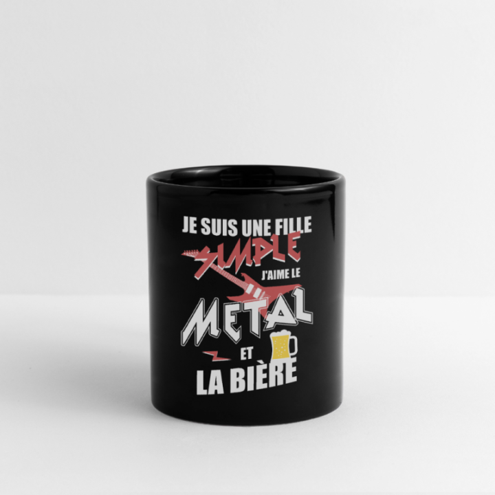 Mug uni - Une fille simple: Métal et bière - noir - front