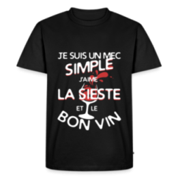 T-shirt premium homme - Un mec simple: Sieste et apéro - noir - front