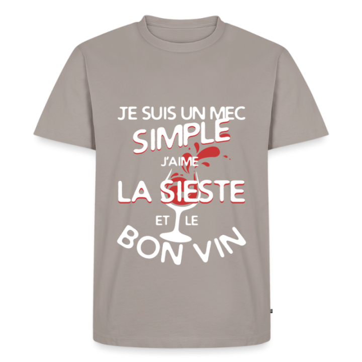 T-shirt premium homme - Un mec simple: Sieste et apéro - taupe - front
