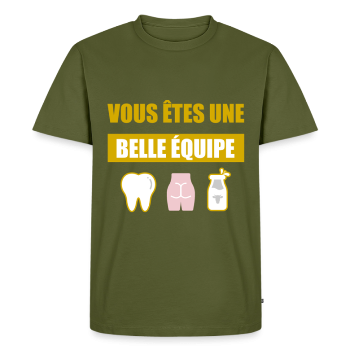 T-shirt premium homme - Une belle équipe (énigme) - kaki - front