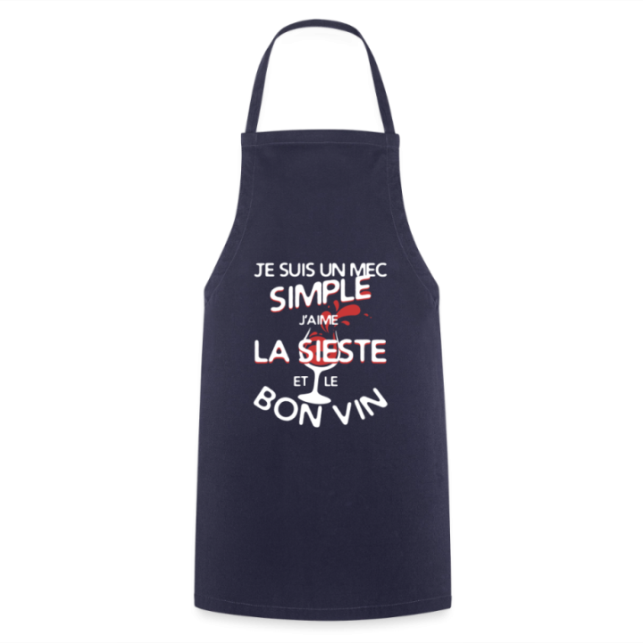 Tablier de cuisine - Un mec simple: Sieste et apéro - marine - front
