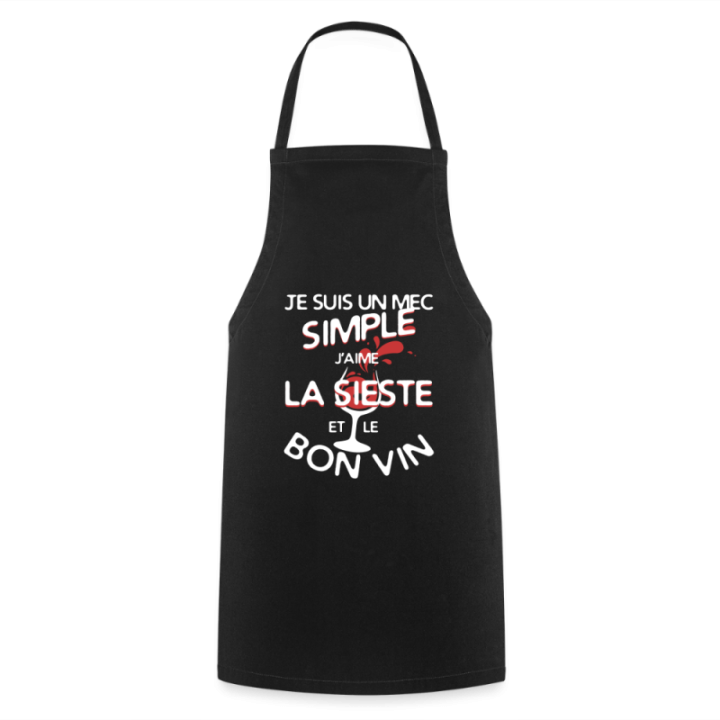Tablier de cuisine - Un mec simple: Sieste et apéro - noir - front