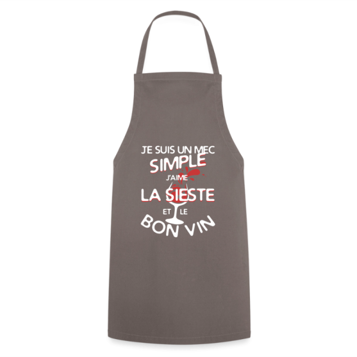 Tablier de cuisine - Un mec simple: Sieste et apéro - gris - front