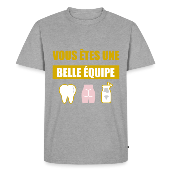 T-shirt premium homme - Une belle équipe (énigme) - gris chiné - front