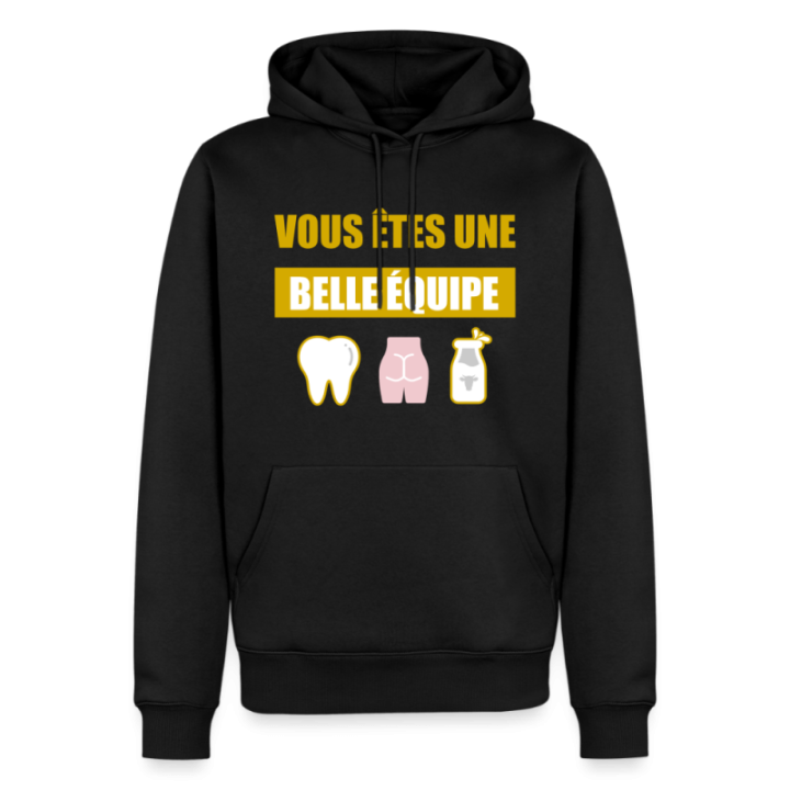 Sweat-shirt à capuche premium homme - Une belle équipe (énigme) - noir - front