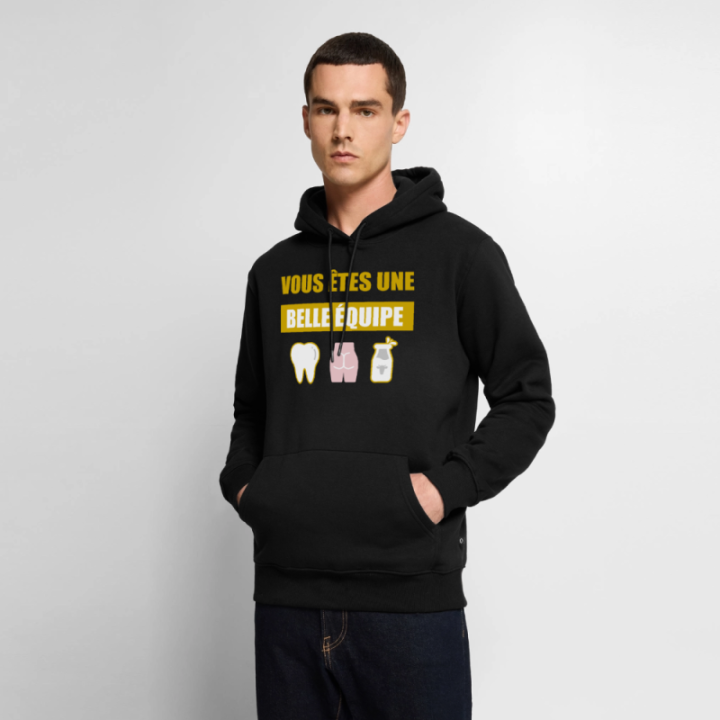 Sweat-shirt à capuche premium homme - Une belle équipe (énigme) - noir - front