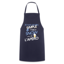 Tablier de cuisine - Un mec simple: Snowboard et apéro - marine - front