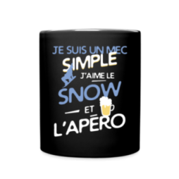 Mug uni - Un mec simple: Snowboard et apéro - noir - front