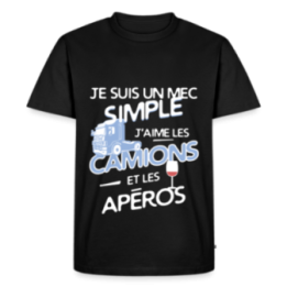 T-shirt premium homme - Un mec simple: Camions et apéros - noir - front
