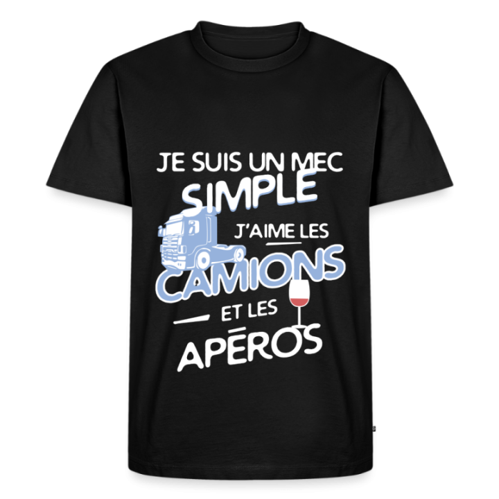 T-shirt premium homme - Un mec simple: Camions et apéros - noir - front