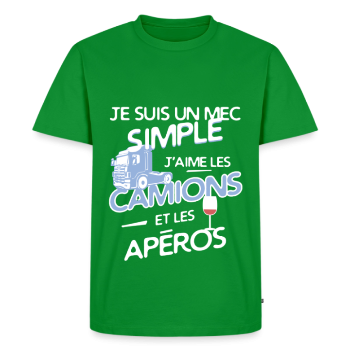 T-shirt premium homme - Un mec simple: Camions et apéros - vert - front