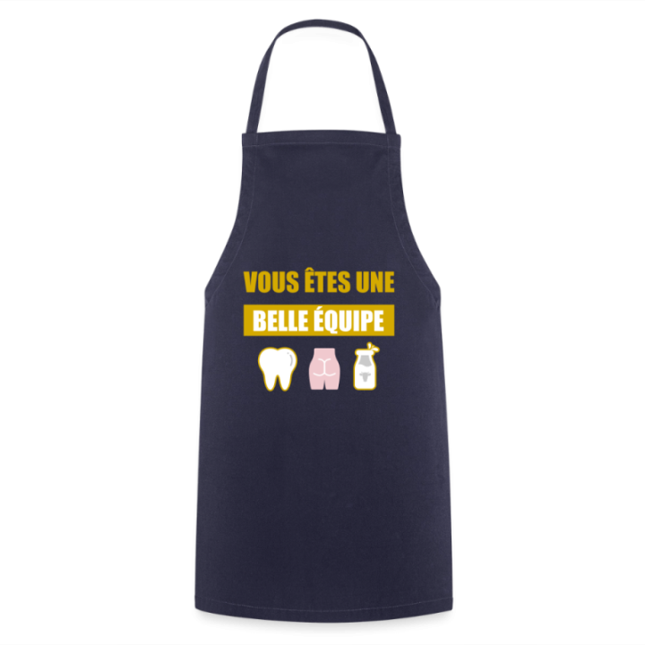 Tablier de cuisine - Une belle équipe (énigme) - marine - front