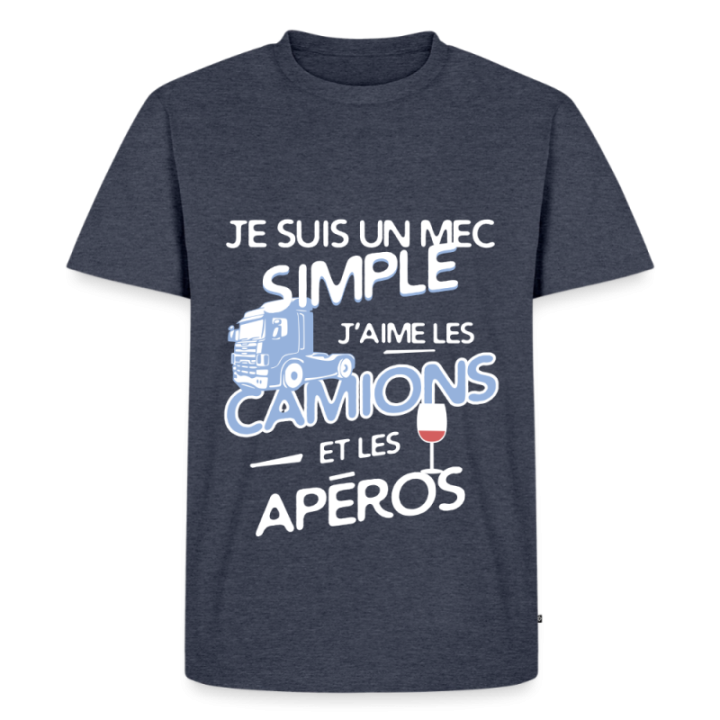 T-shirt premium homme - Un mec simple: Camions et apéros - bleu jeans  - front