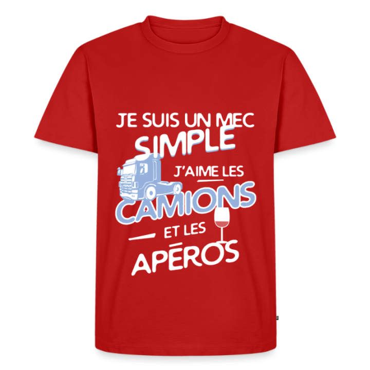 T-shirt premium homme - Un mec simple: Camions et apéros - rouge - front