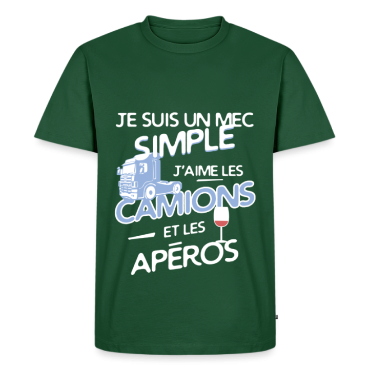 T-shirt premium homme - Un mec simple: Camions et apéros - vert bouteille - front