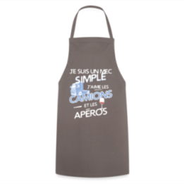 Tablier de cuisine - Un mec simple: Camions et apéros - gris - front