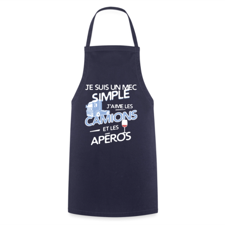 Tablier de cuisine - Un mec simple: Camions et apéros - marine - front