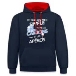 Sweat-shirt à capuche contrasté unisexe - Un mec simple: Camions et apéros