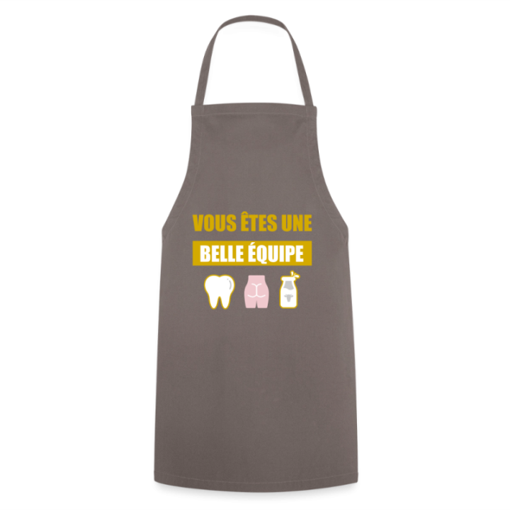 Tablier de cuisine - Une belle équipe (énigme) - gris - front