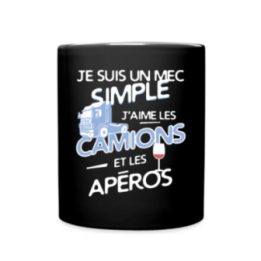 Mug uni - Un mec simple: Camions et apéros - noir - front