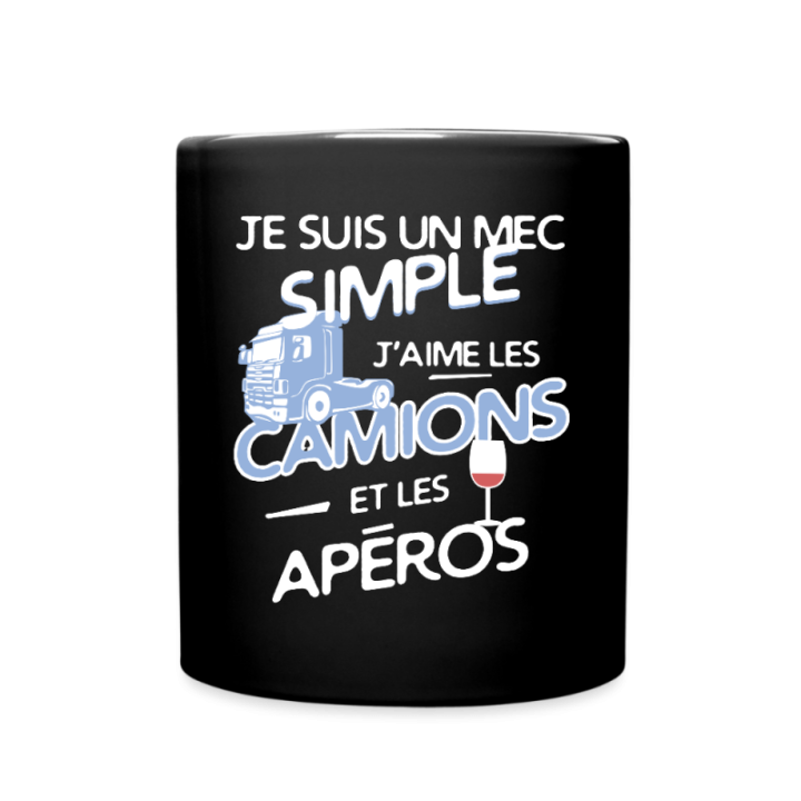 Mug uni - Un mec simple: Camions et apéros - noir - front