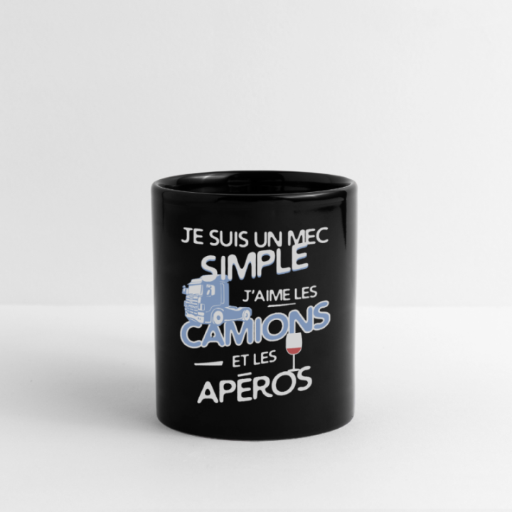 Mug uni - Un mec simple: Camions et apéros - noir - front