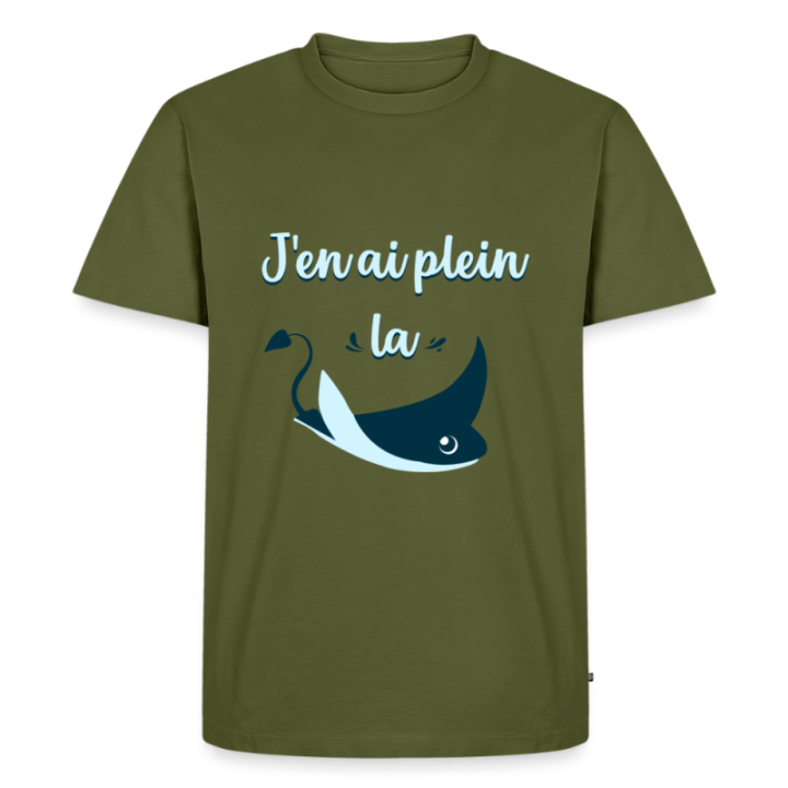 T-shirt premium homme - Plein la raie - kaki - front