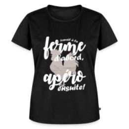 T-shirt premium femme - Travail à la ferme et apéro - noir - front