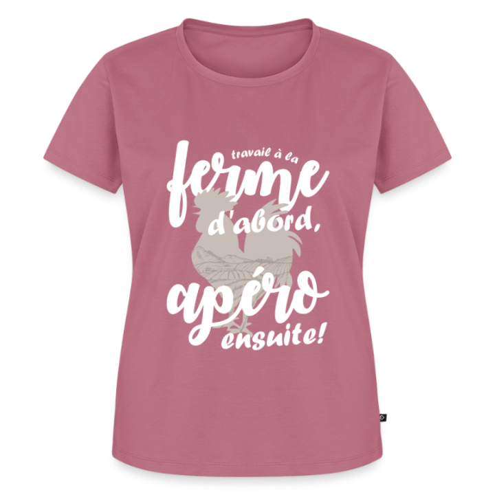 T-shirt premium femme - Travail à la ferme et apéro - mauve - front