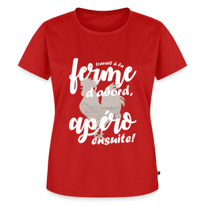 T-shirt premium femme - Travail à la ferme et apéro - rouge - front