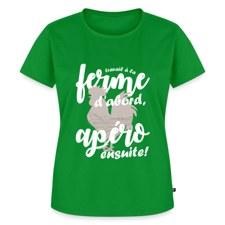 T-shirt premium femme - Travail à la ferme et apéro - vert - front