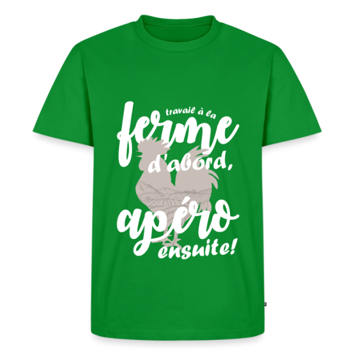 T-shirt premium homme - Travail à la ferme et apéro - vert - front