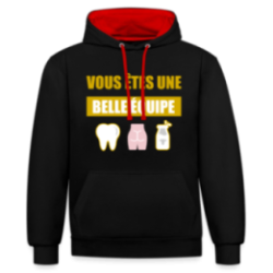 Sweat-shirt à capuche contrasté unisexe - Une belle équipe (énigme)