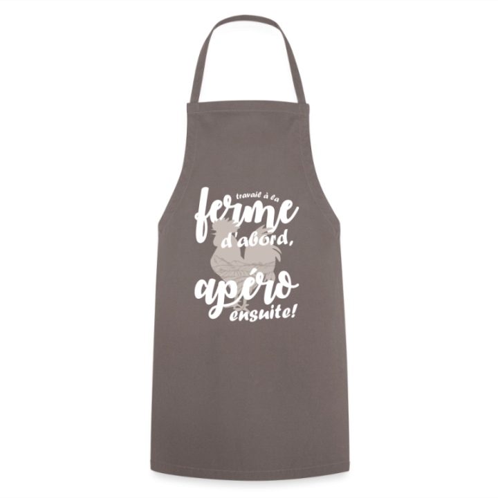 Tablier de cuisine - Travail à la ferme et apéro - gris - front