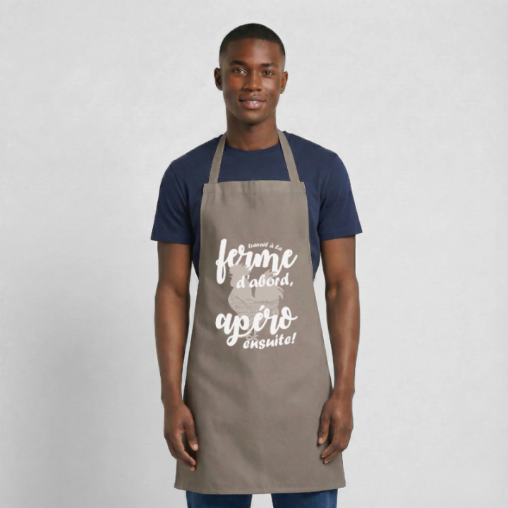 Tablier de cuisine - Travail à la ferme et apéro - gris - front