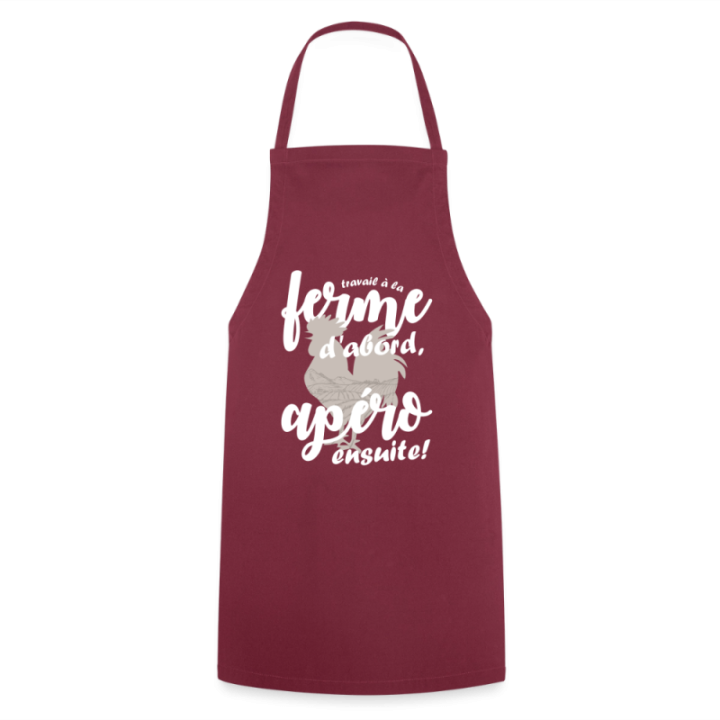 Tablier de cuisine - Travail à la ferme et apéro - bordeaux - front