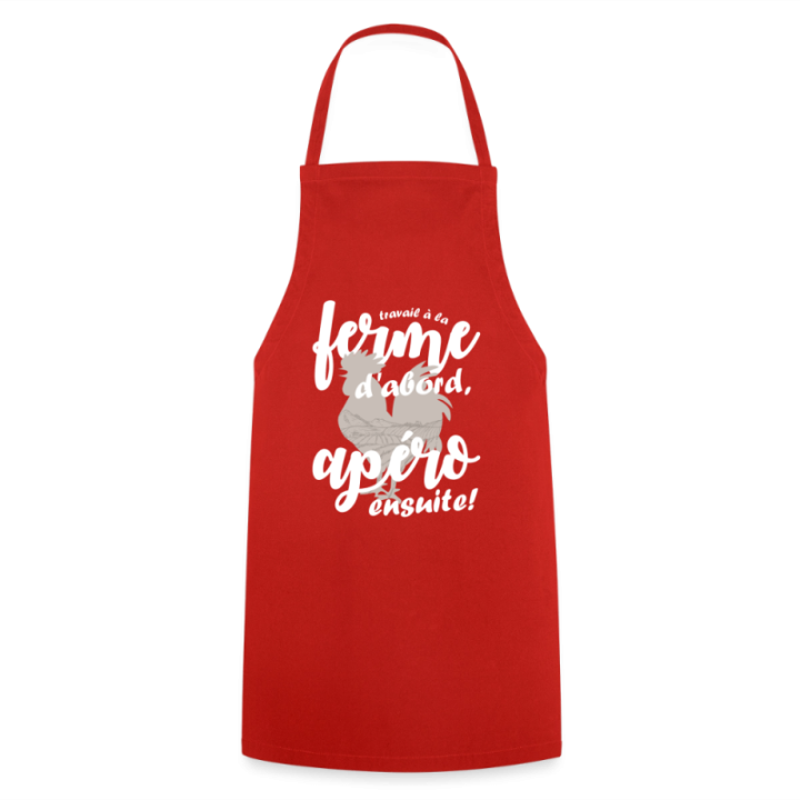 Tablier de cuisine - Travail à la ferme et apéro - rouge - front