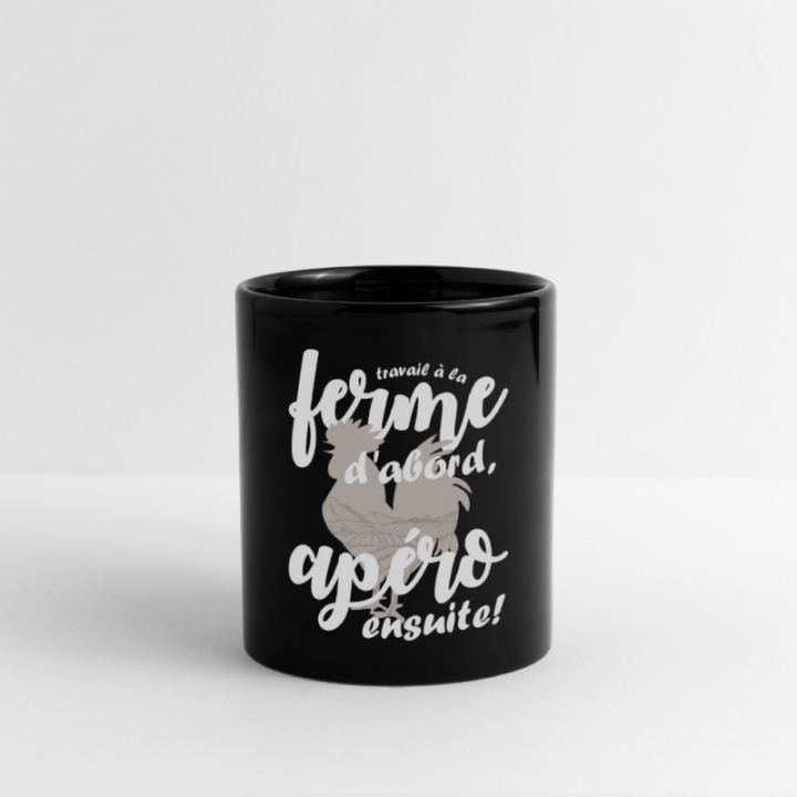 Mug uni - Travail à la ferme et apéro - noir - front