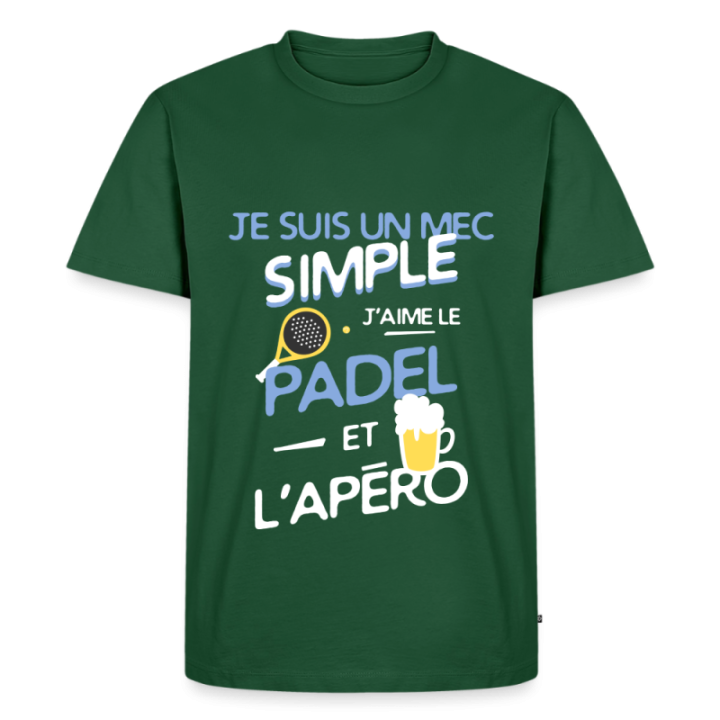 T-shirt premium homme - Un mec simple: Padel et apéro - vert bouteille - front